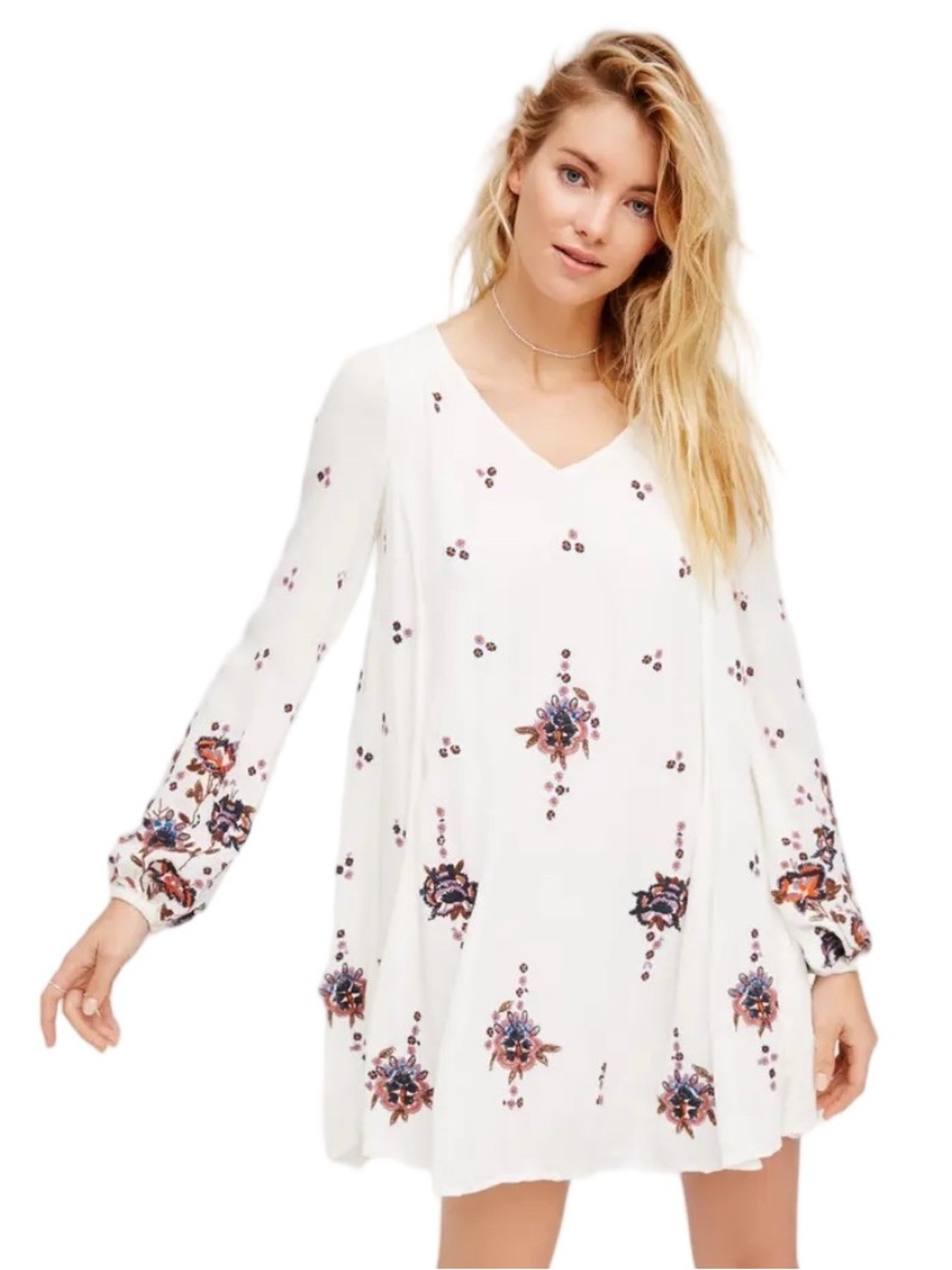 Free People Embroidered Floral Oxford Dress
